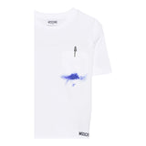 Moschino T-Shirt Girocollo Tinta Unita con Taschino per Bambino HUM055X BIANCO MOSCHINO 