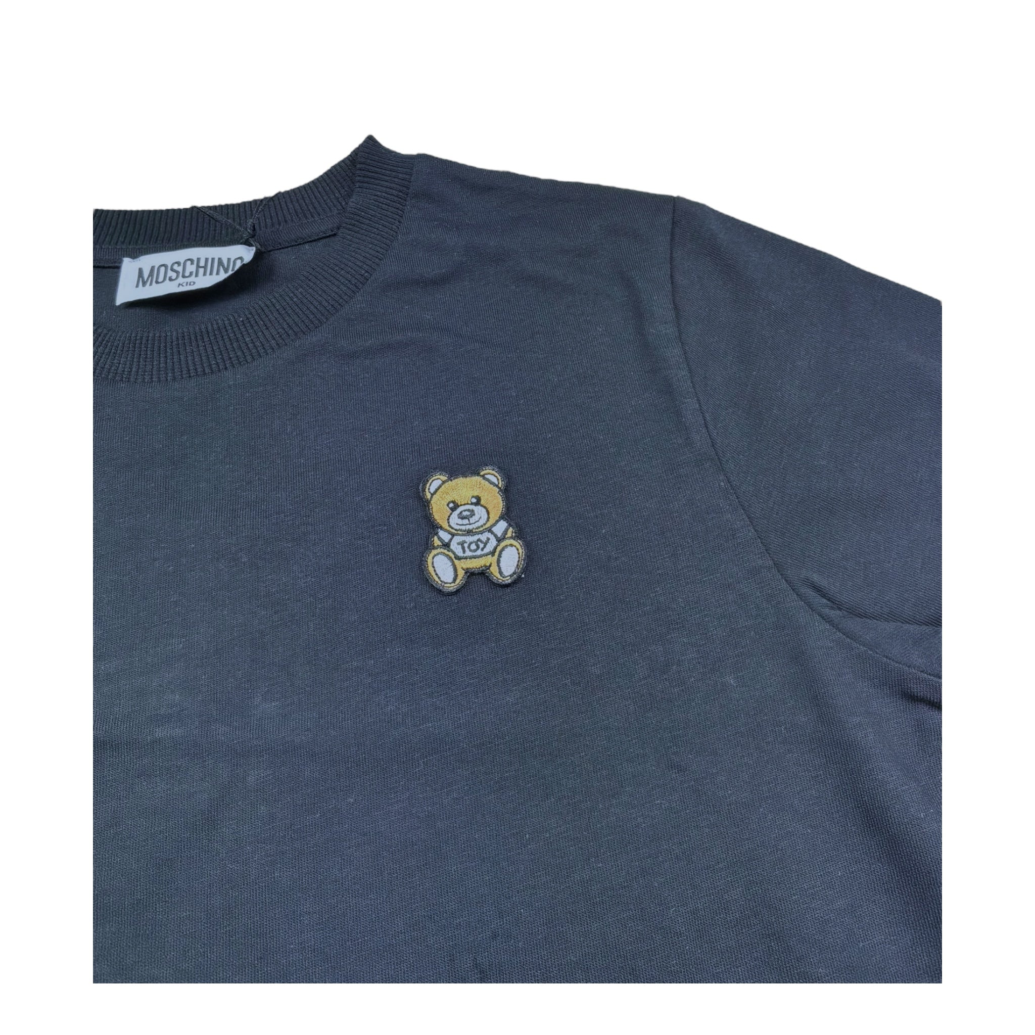 Moschino T-Shirt Girocollo Tinta Unita con Logo per Bambino HUM05E NERO MOSCHINO 