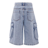 Moschino Bermuda Tinta Unita In Denim con Tasconi per Bambino HUQ023X AZZURRO MOSCHINO 