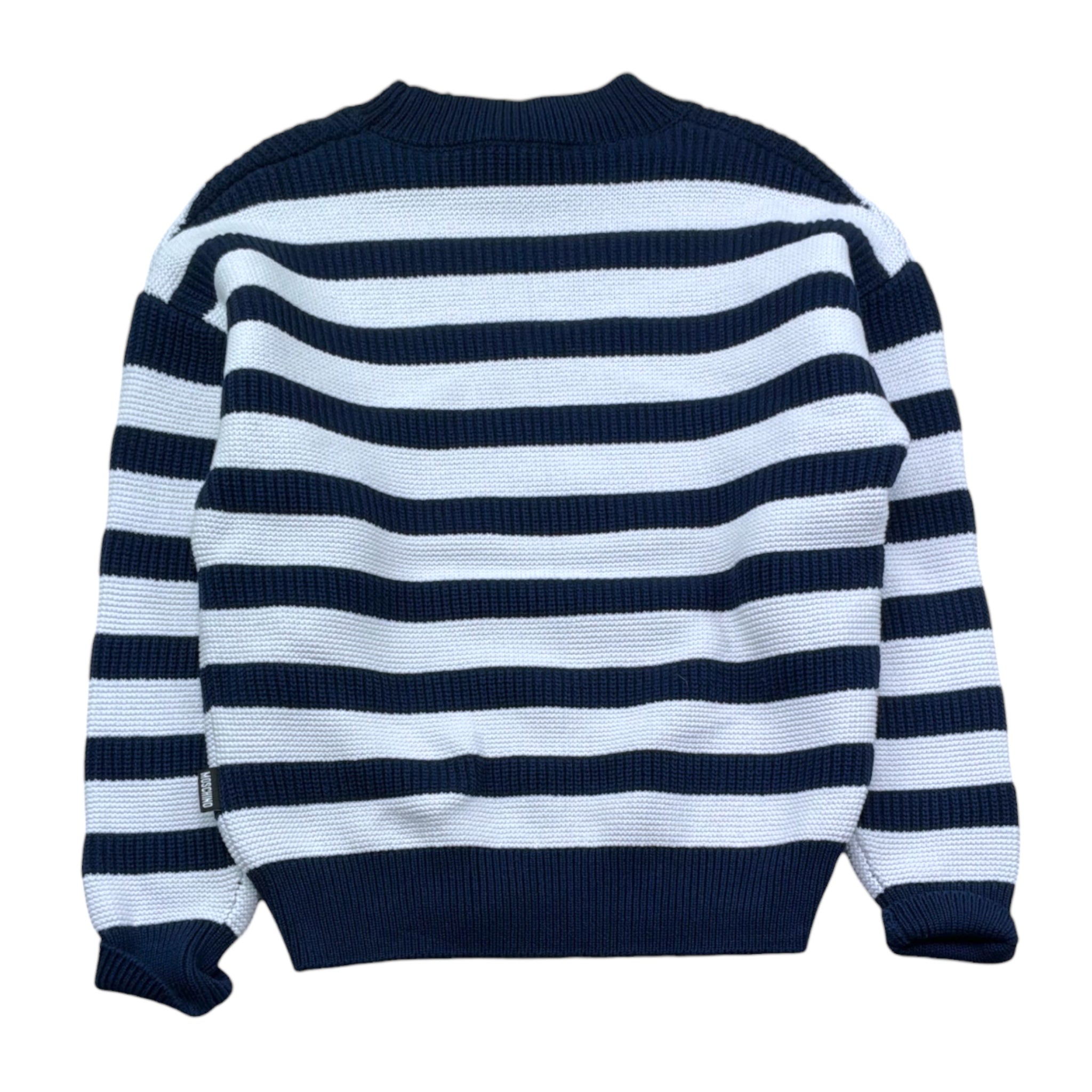 Moschino Maglia Bicolore con Fantasia A Righe per Bambina HUW01B BIANCO/BLU MOSCHINO 