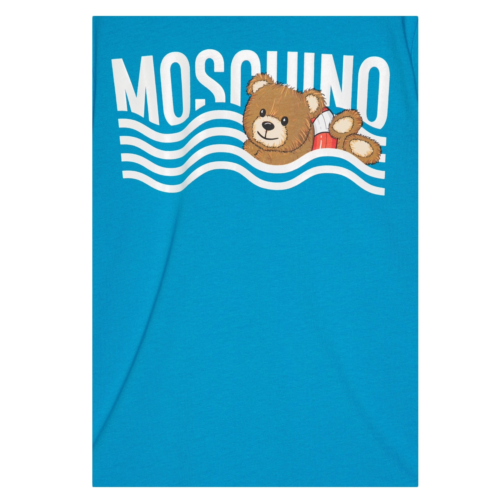 Moschino T-Shirt Girocollo Tinta Unita con Stampa per Bambino HYM04K AZZURRO MOSCHINO 