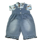 Moschino Completo 2 Pezzi Camicia-Salopette In Denim per Neonata MDG01N AZZURRO MOSCHINO 