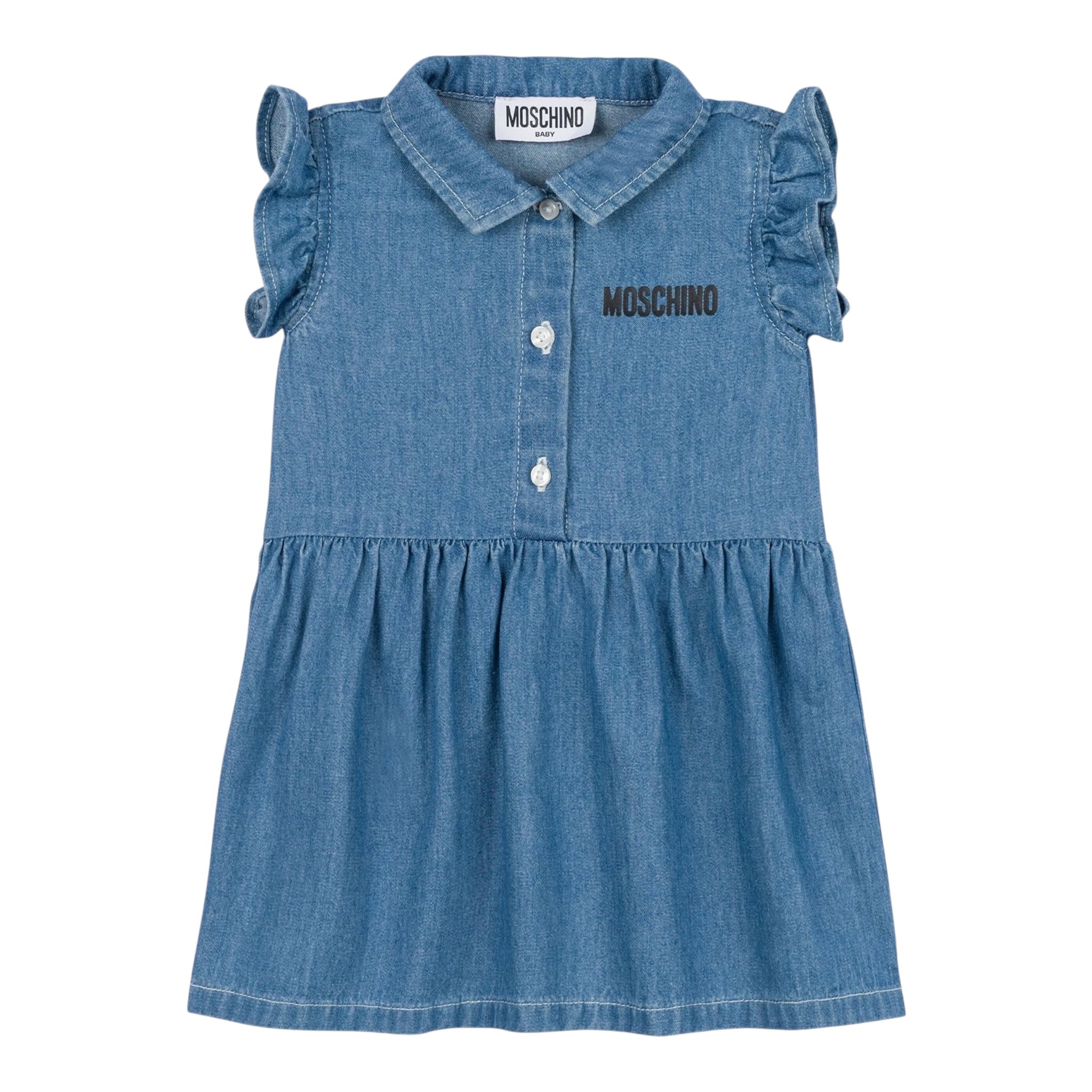 Moschino Abito Mezza Manica In Denim Tinta Unita per Neonata MDV08BX BLU MOSCHINO 