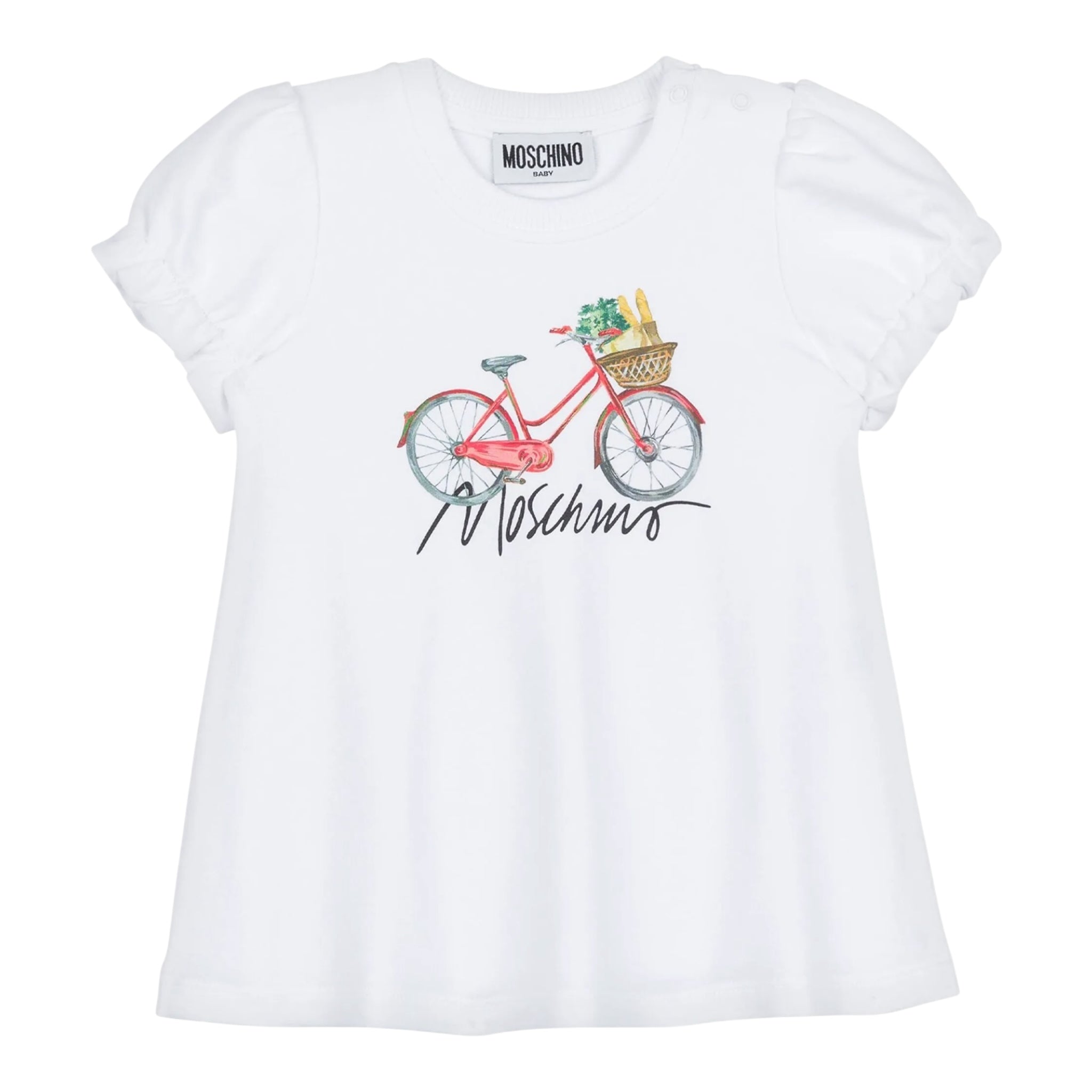 Moschino Abito Mezza Manica Tinta Unita con Stampa per Neonata MDV0CNN BIANCO MOSCHINO 