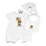 Moschino Set Pagliaccetto-Cappello-Bavetta per Neonata MDY01B BIANCO MOSCHINO 