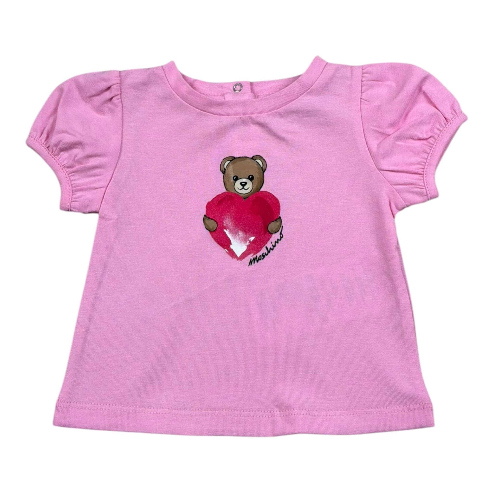 Moschino T-Shirt Girocollo Tinta Unita con Stampa per Neonata MLM02B ROSA MOSCHINO 