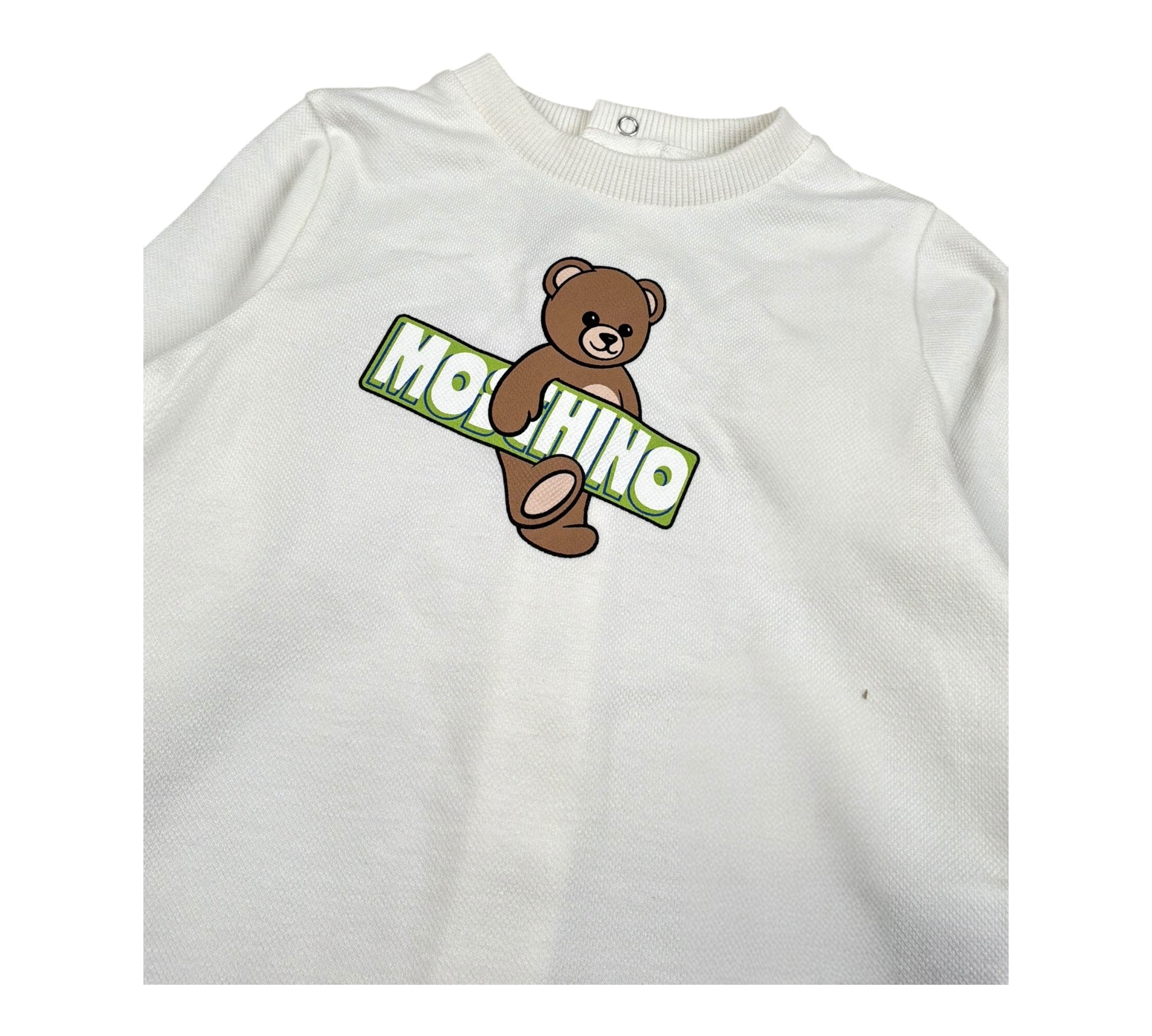 Moschino set Tutina Manica Lunga Tinta Unita con Logo-bavetta per Neonato MOY05L PANNA MOSCHINO 