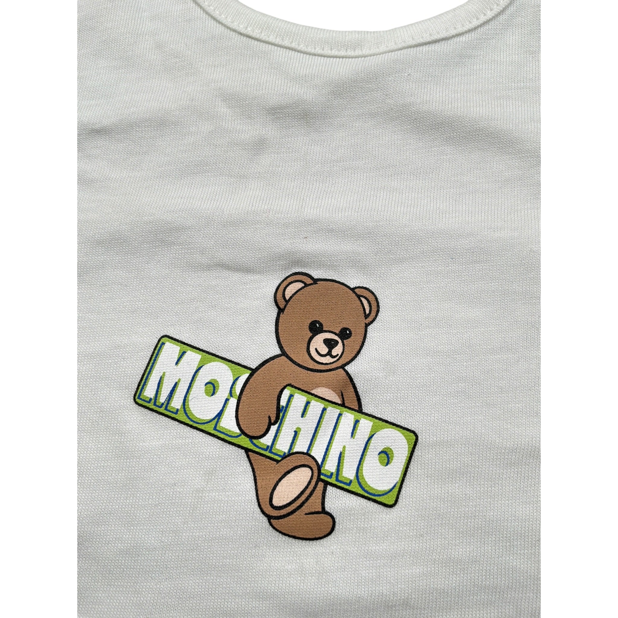 Moschino set Tutina Manica Lunga Tinta Unita con Logo-bavetta per Neonato MOY05L PANNA MOSCHINO 