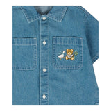Moschino Camicia In Denim Tinta Unita Mezza Manica per Bambina MUC01FJ BLU MOSCHINO 