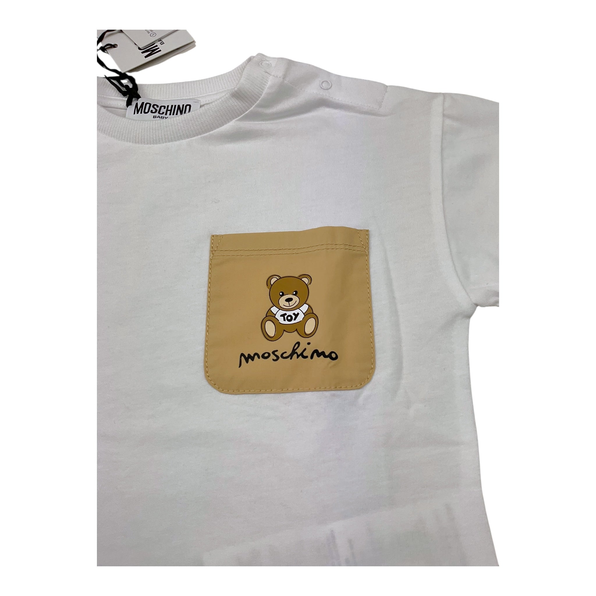 Moschino Completo 2 Pezzi T-Shirt-Bermuda Bicolore per Neonato MUG01C BIANCO/BEIGE MOSCHINO 