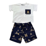 Moschino Completo 2 Pezzi T-Shirt-Bermuda Bicolore per Bambino MUG01CJ BIANCO/BLU MOSCHINO 
