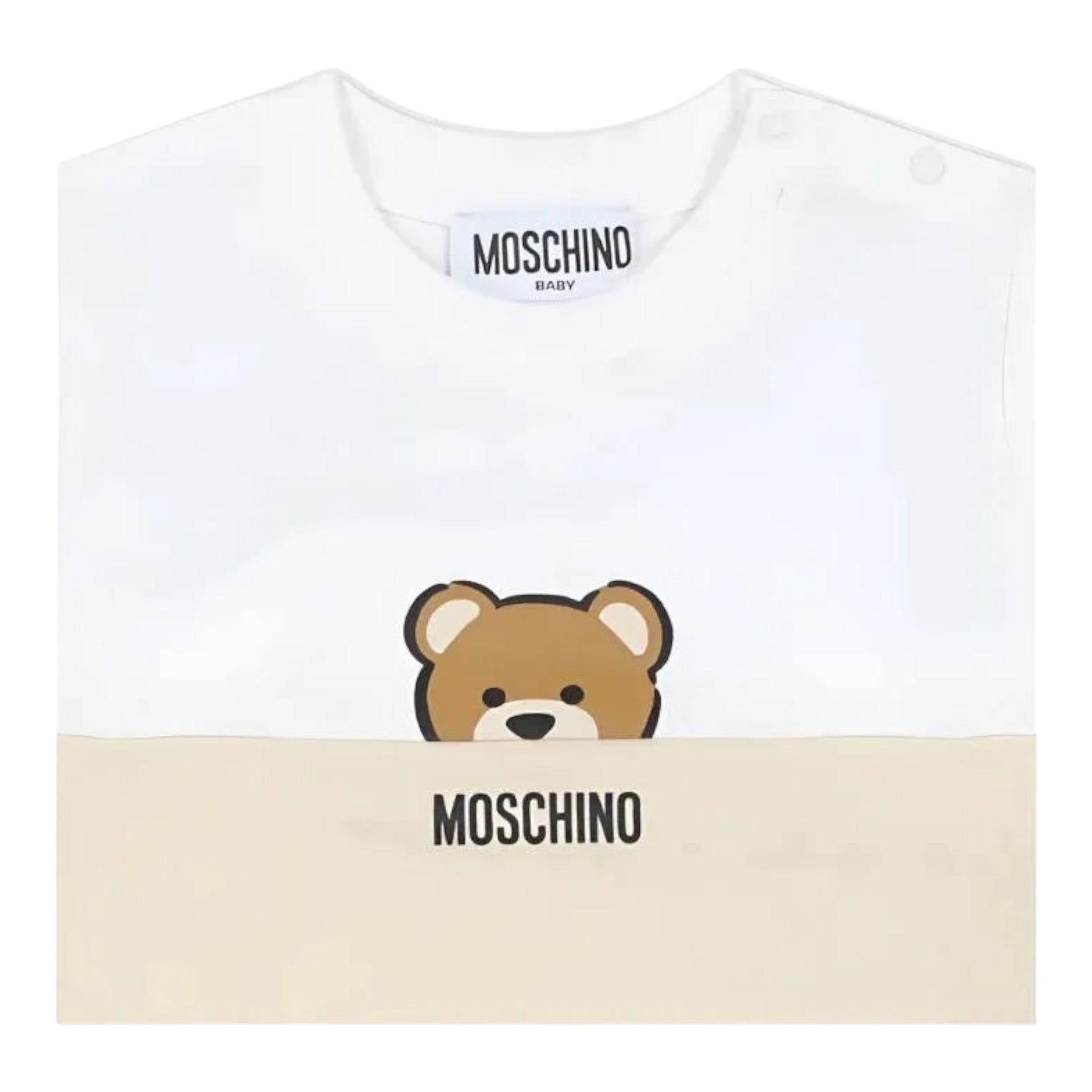 Moschino Completo 2 Pezzi T-Shirt-Bermuda Bicolore per Neonato MUG01F BIANCO/BEIGE MOSCHINO 