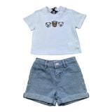 Moschino Completo 2 Pezzi T-Shirt-Bermuda Tinta Unita con Stampa per Neonato MUG01O BIANCO MOSCHINO 