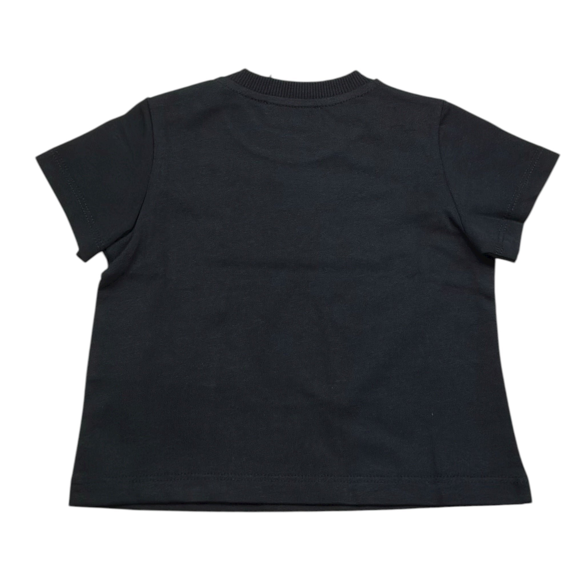 Moschino T-Shirt Girocollo Tinta Unita con Stampe In Contrasto per Neonato MUM04F NERO MOSCHINO 