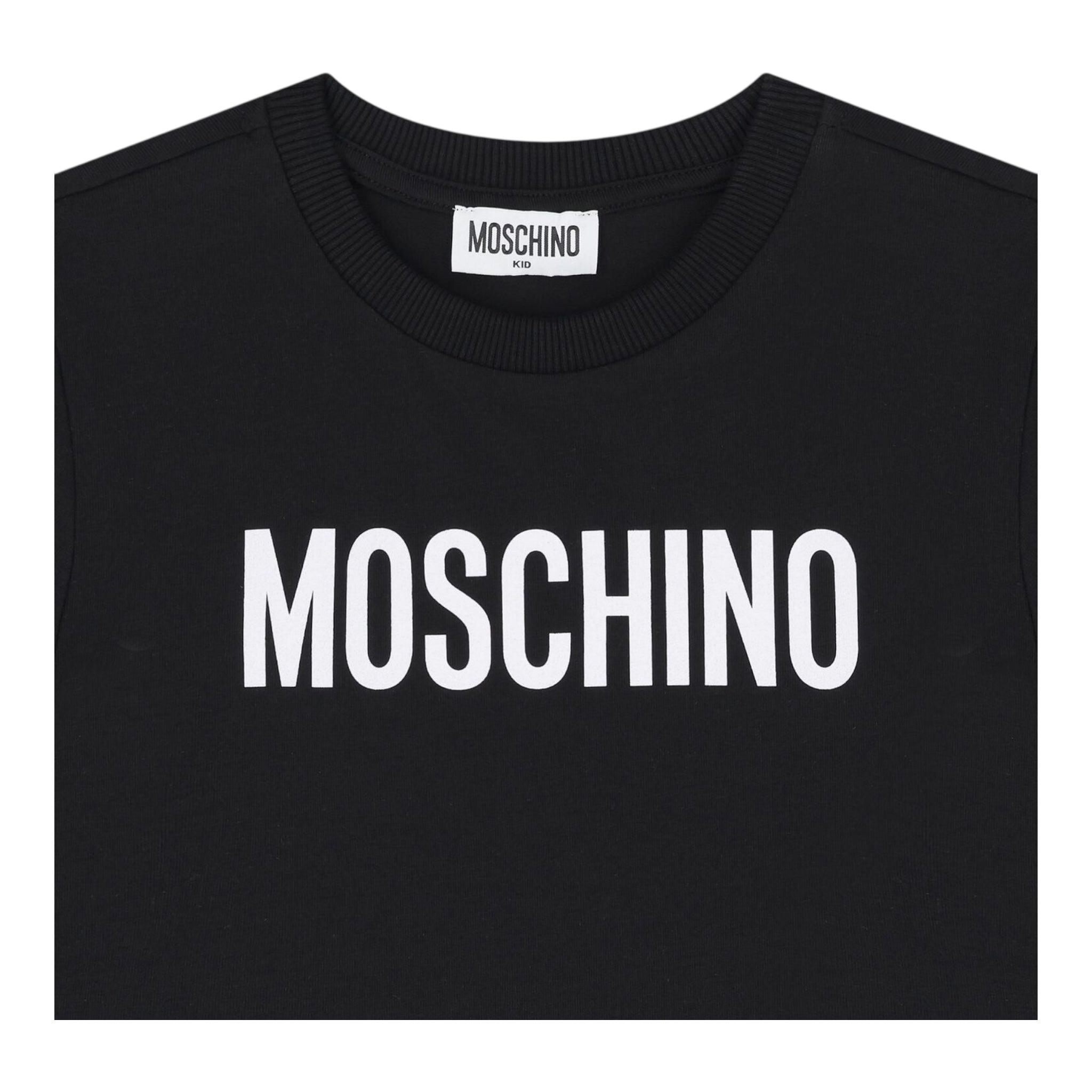 Moschino T-Shirt Girocollo Tinta Unita con Stampe In Contrasto per Neonato MUM04FX NERO MOSCHINO 