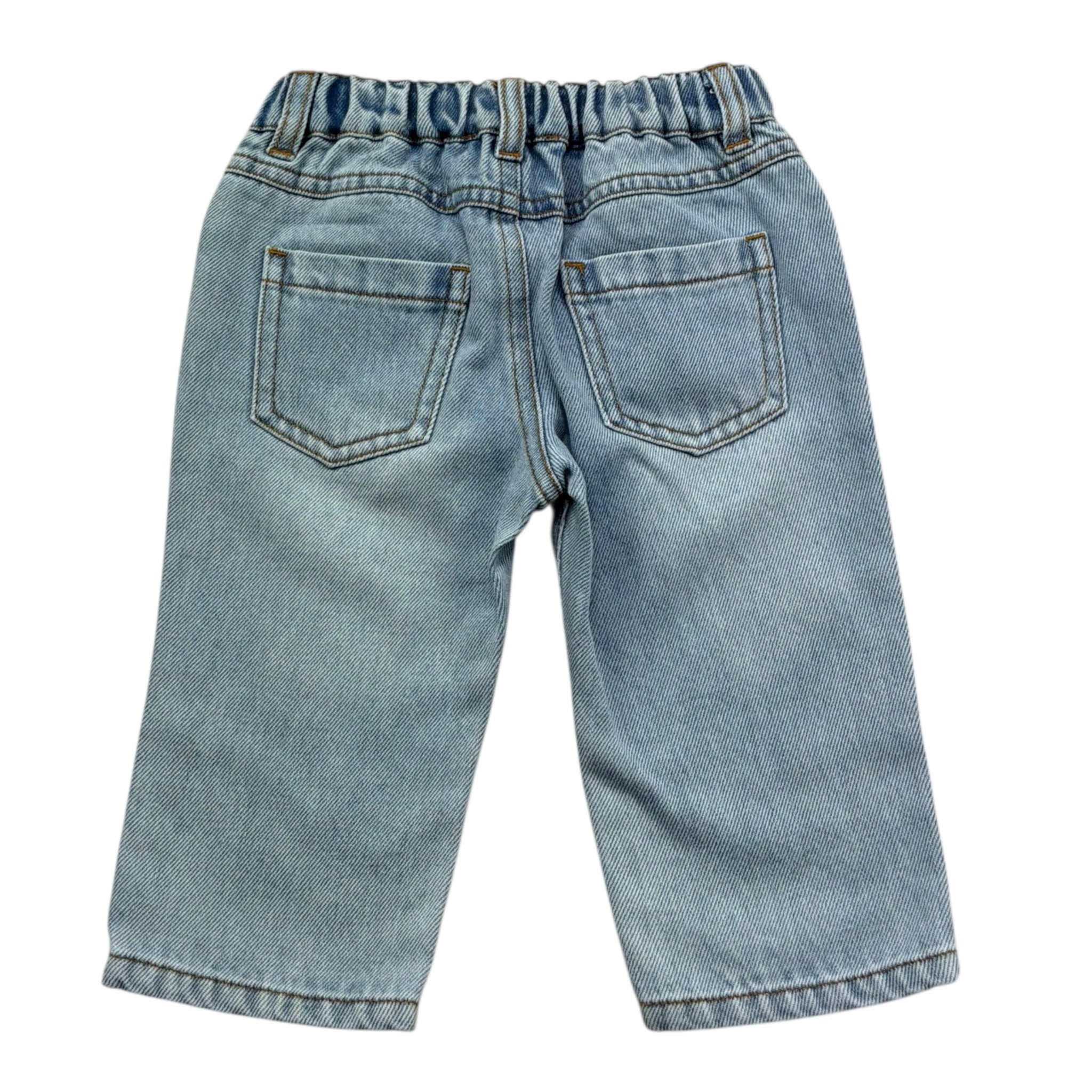 Moschino Jeans Tinta Unita con Elastico In Vita per Neonato MUP05T AZZURRO MOSCHINO 