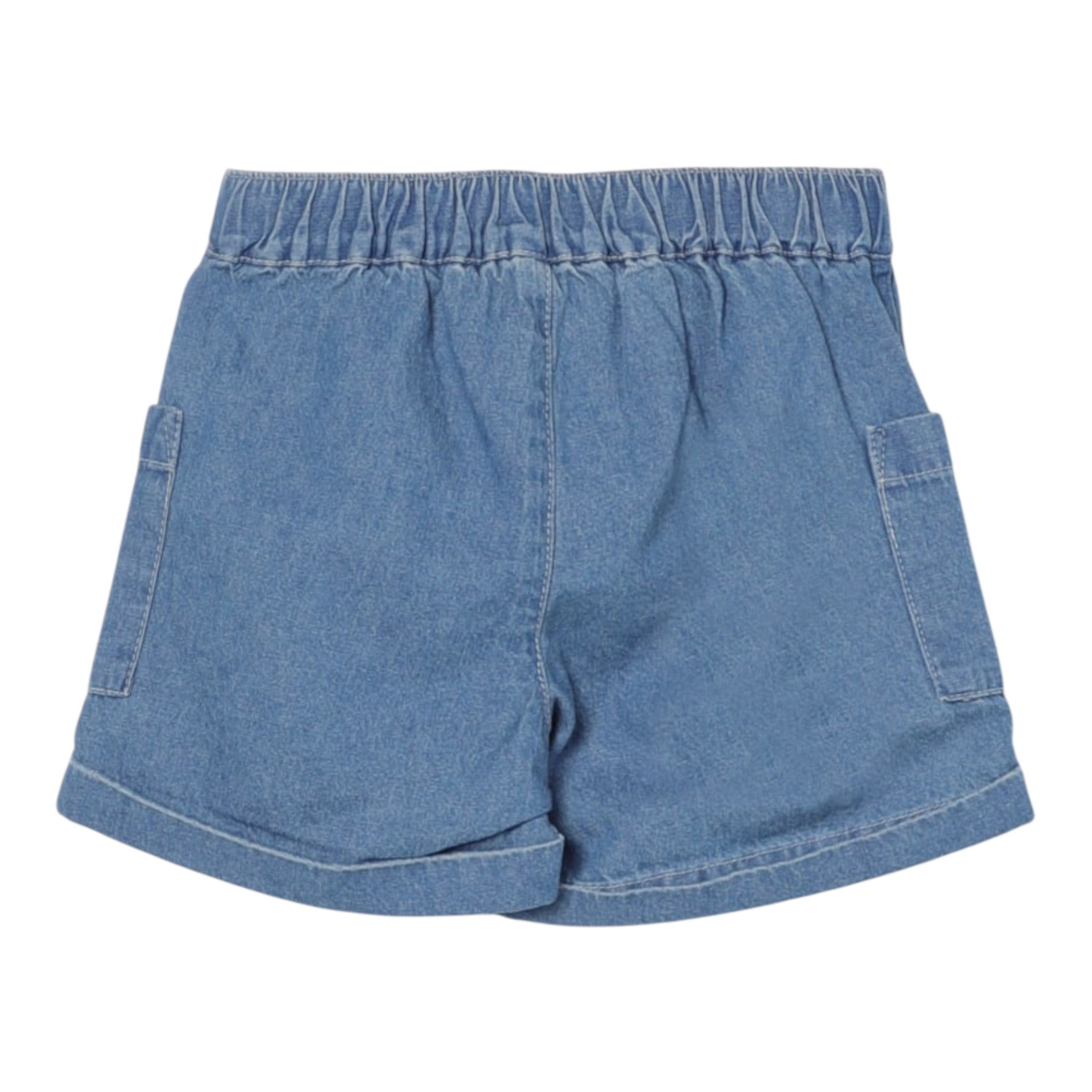 Moschino bermuda In Denim Tinta Unita con Stampa per Neonata MUQ019X BLU MOSCHINO 