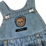 Moschino Salopette Tinta Unita In Denim per Neonato MUQ01R AZZURRO MOSCHINO 