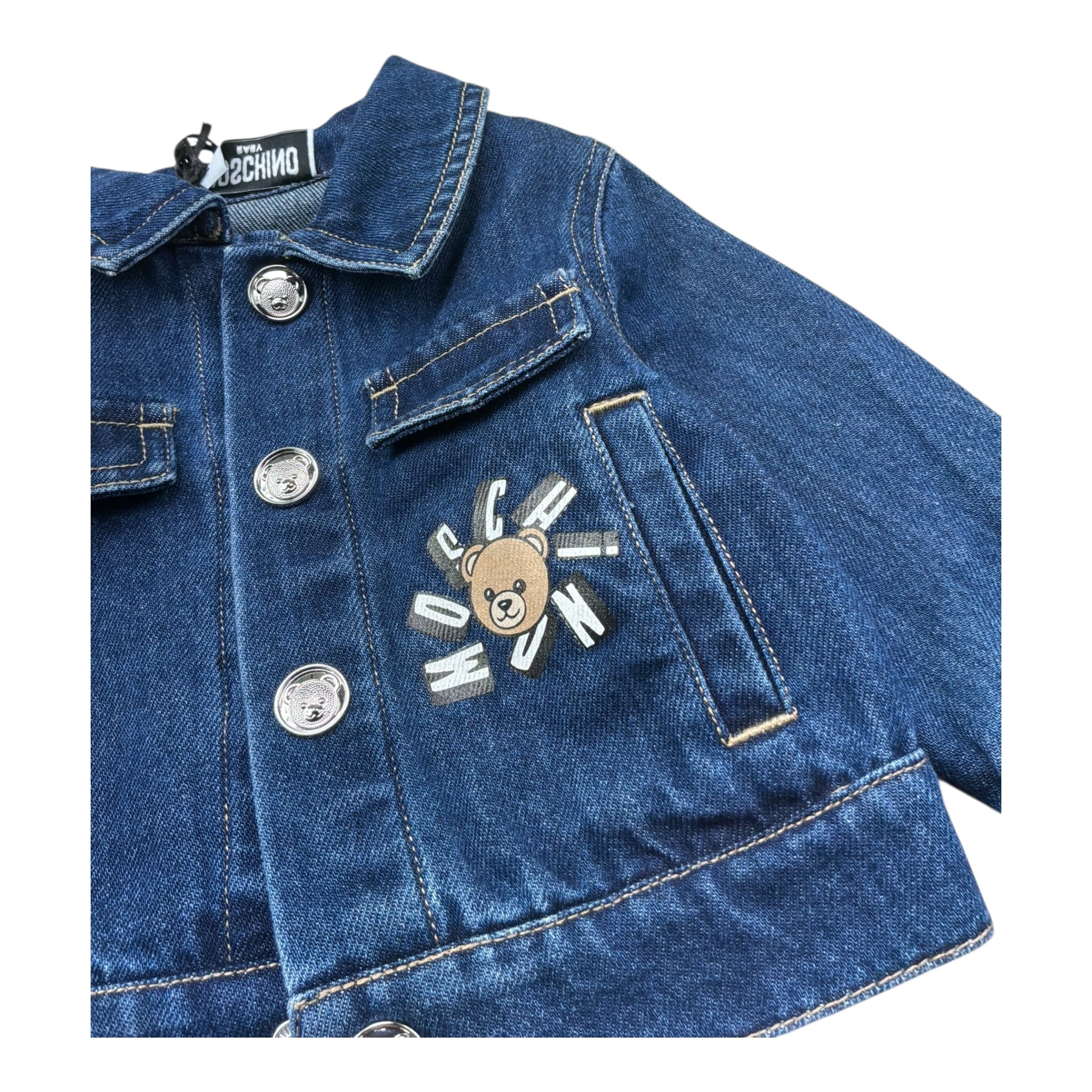 Moschino Giubbino In Denim Tinta Unita per Neonata MUS035 BLU MOSCHINO 