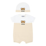 Moschino Set Pagliaccetto-Cappello Bicolore per Neonata MUY07E BIANCO/BEIGE MOSCHINO 