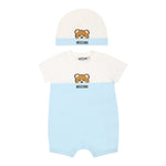 Moschino Set Pagliaccetto-Cappello Bicolore per Neonato MUY07EM BIANCO/AZZURRO MOSCHINO 
