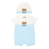 Moschino Set Pagliaccetto-Cappello Bicolore per Neonato MUY07EM BIANCO/AZZURRO MOSCHINO 