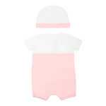 Moschino Set Pagliaccetto-Cappello Bicolore per Neonata MUY07EX BIANCO/ROSA MOSCHINO 