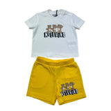 Moschino Completo 2 Pezzi T-Shirt-Bermuda Bicolore per Neonato MXG00M BIANCO/GIALLO MOSCHINO 