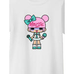 Mousse T-Shirt Girocollo Tinta Unita con Stampa per Neonata DOLLWHITEN BIANCO MOUSSE 