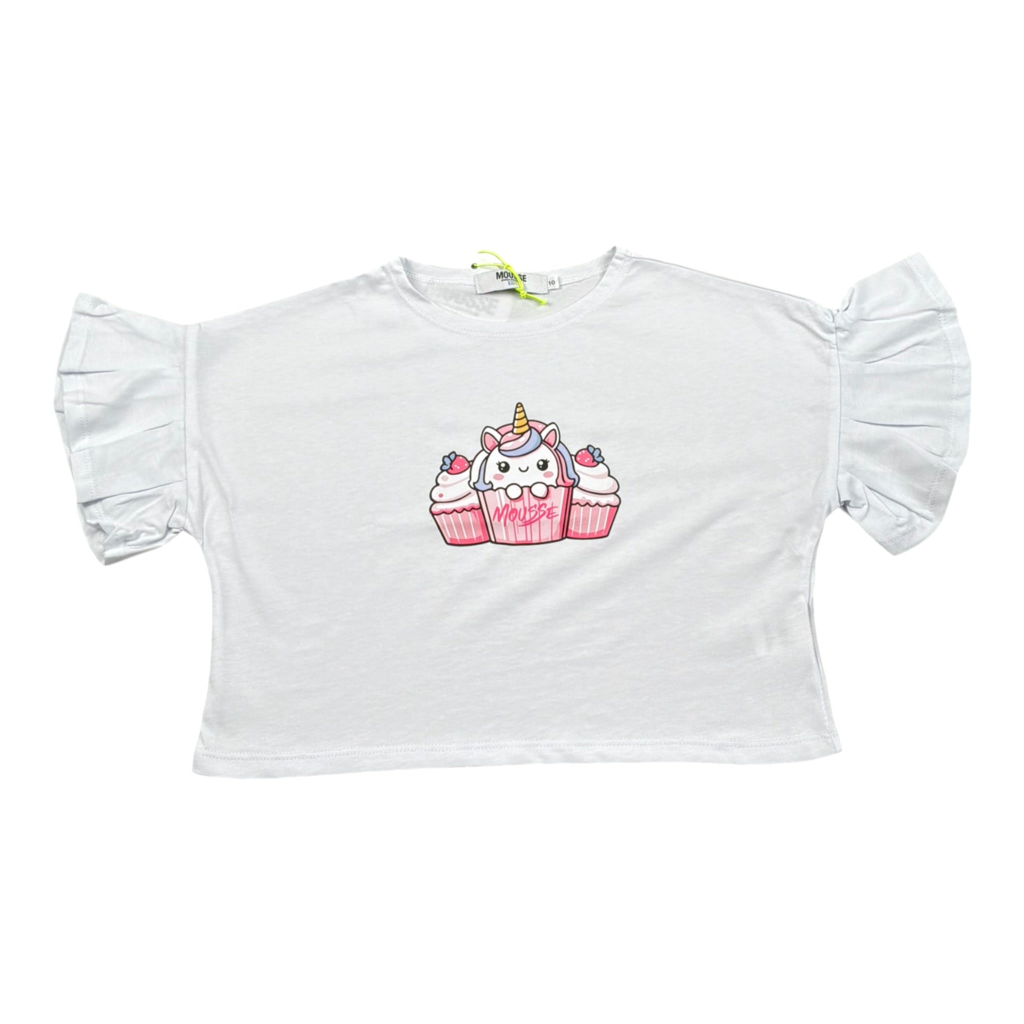 Mousse T-Shirt Girocollo Tinta Unita con Stampa per Neonata UNILEOON BIANCO MOUSSE 