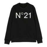 N°21 Felpa Girocollo Tinta Unita con Stampa per Bambino N21588 NERO N°21 