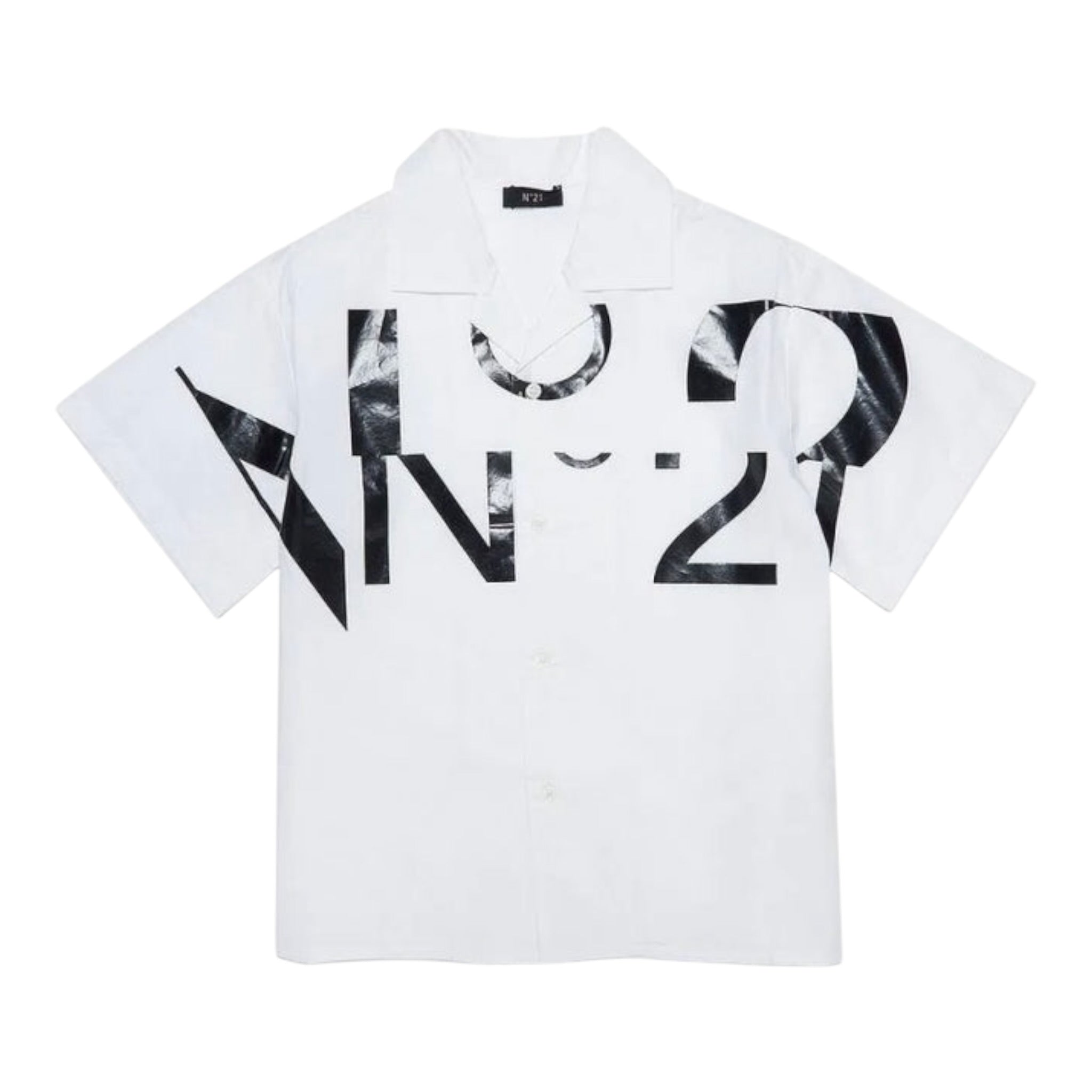 N°21 Camicia Mezza Manica tinta unita Cn Stampa Bianco per Bambino N21634 BIANCO N°21 
