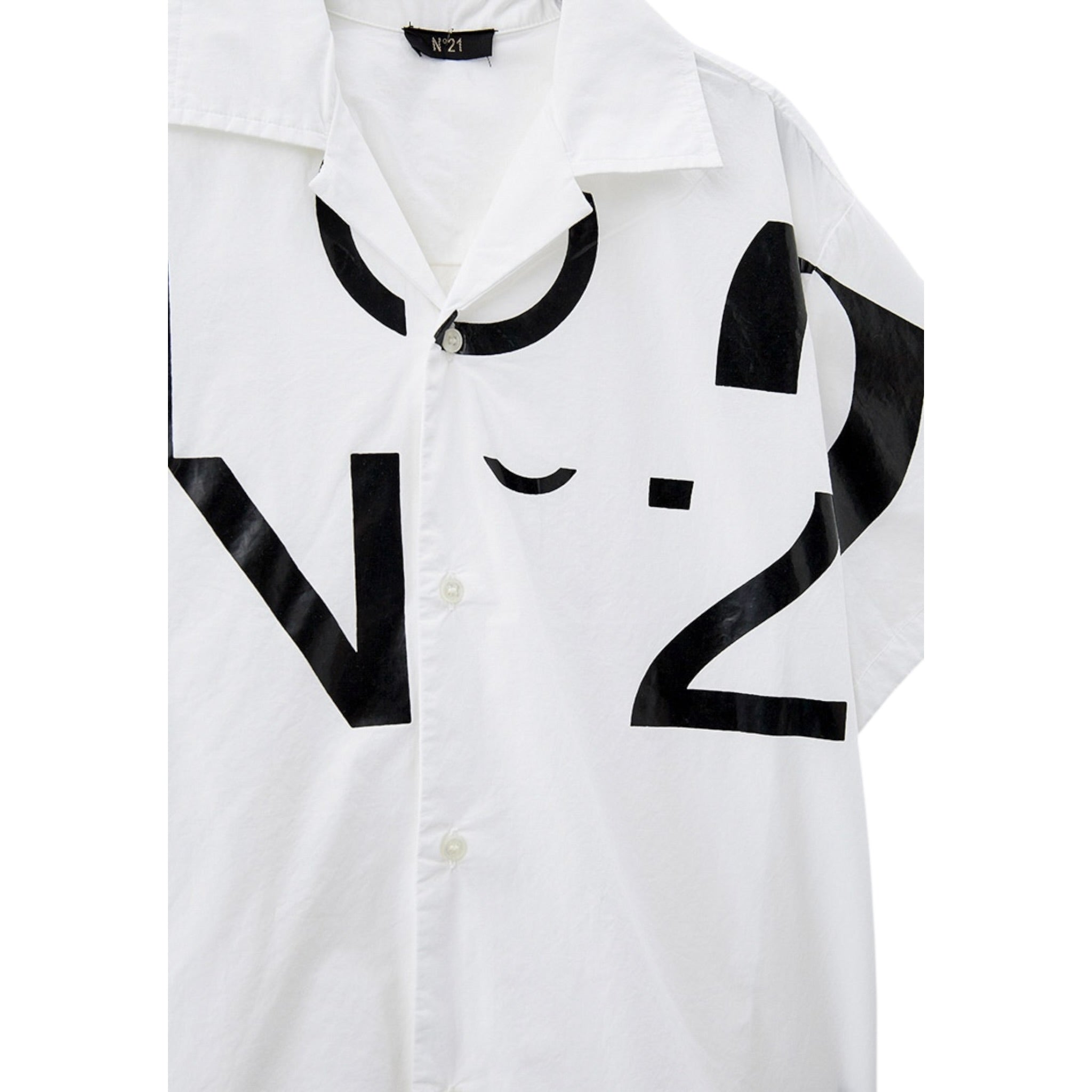 N°21 Camicia Mezza Manica tinta unita Cn Stampa Bianco per Bambino N21634 BIANCO N°21 