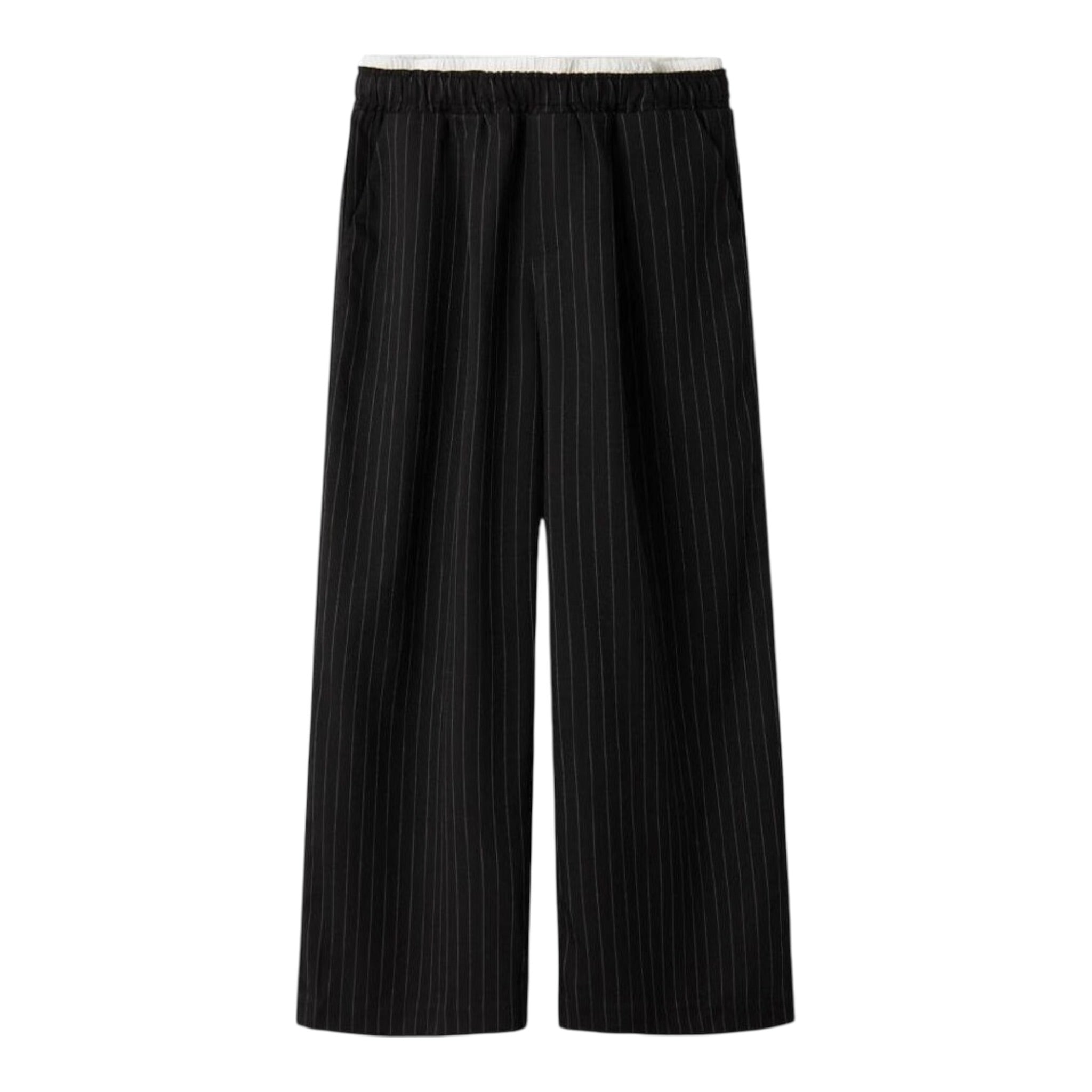 Name It Pantalone tinta unita con Elastico In Vita E Fantasia A Righe Nero per Bambina 13240352 NERO NAME IT 