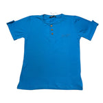 Never Too T-Shirt Girocollo Tinta Unita con Bottoni per Bambino NT1573R COBALTO NEVER TOO 