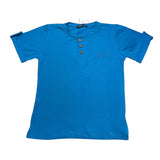 Never Too T-Shirt Girocollo Tinta Unita con Bottoni per Bambino NT1573R COBALTO NEVER TOO 