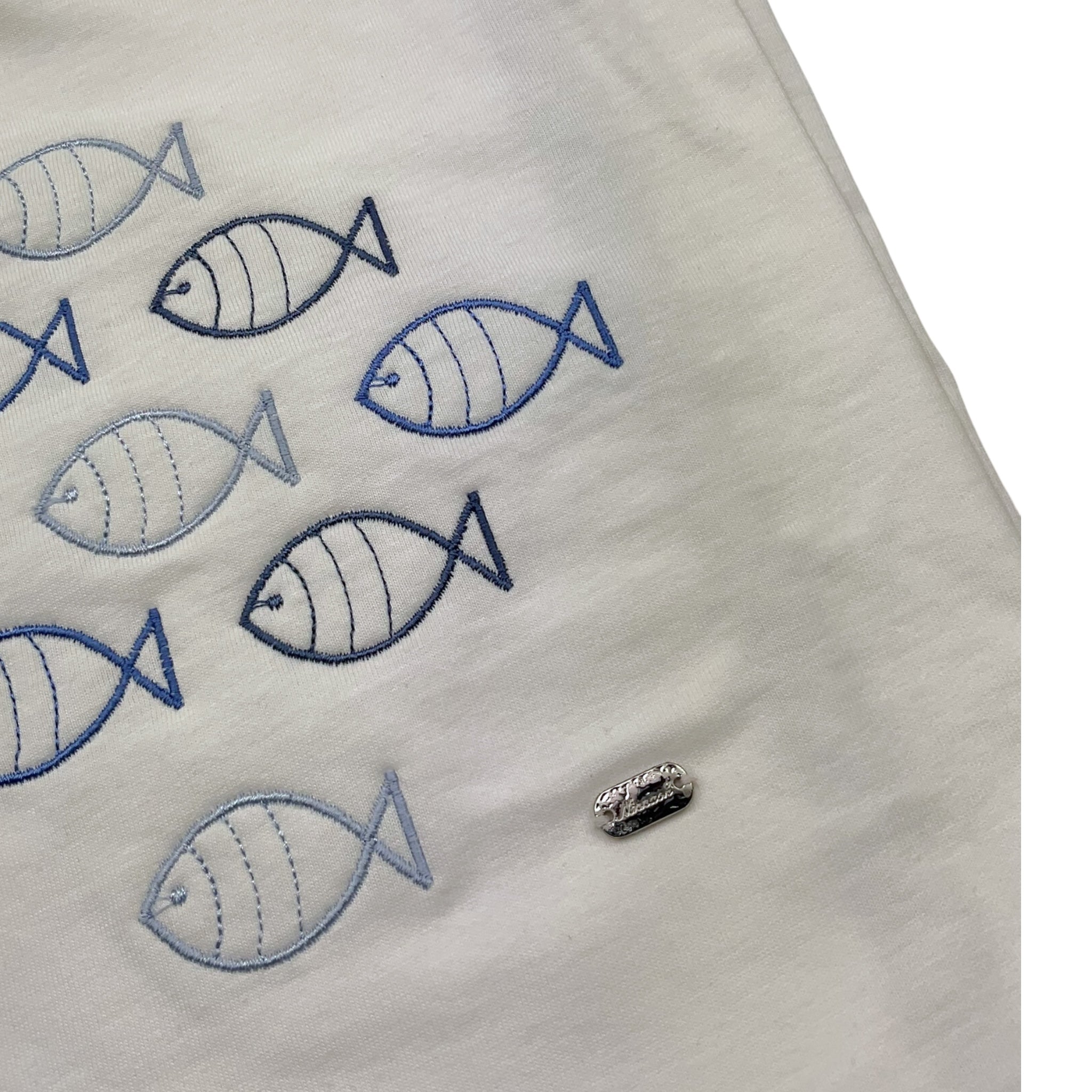 Ninnaoh Coperta Tinta Unita con Stampa per Neonato E21COP215 BIANCO NINNAOH 