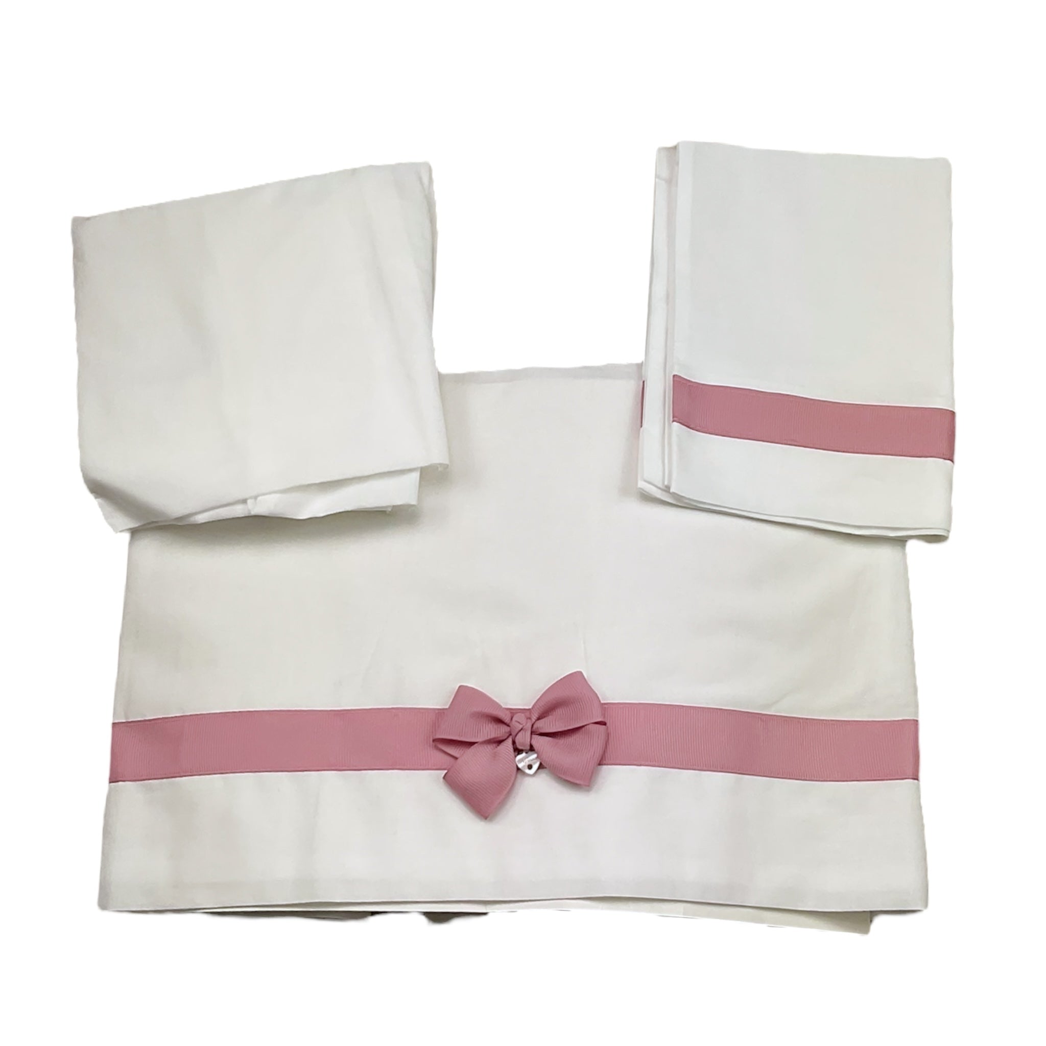 Ninnaoh Set 3 Pezzi Lenzuola Tinta Unita con Applicazioni per Neonata E25LE8 BIANCO NINNAOH 