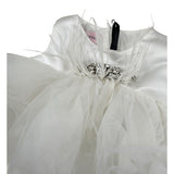 Nunzia Corinna Abito Giromanica tinta unita con Tulle Bianco per Neonata NB2014419 BIANCO NUNZIA CORINNA 