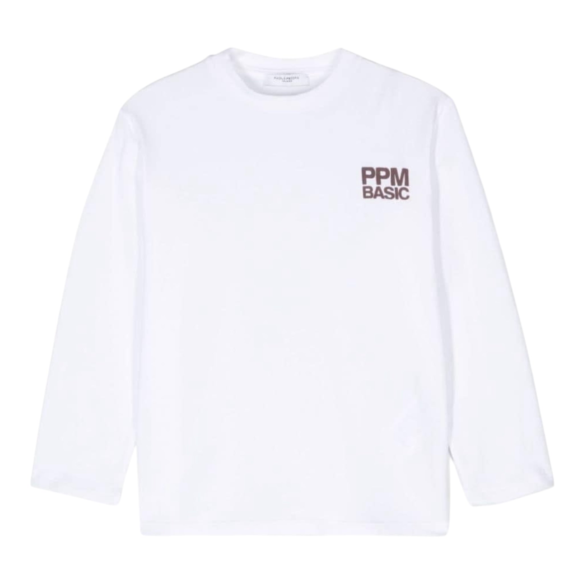 Paolo Pecora Shirt Girocollo Tinta Unita con Stampa per Bambino PP3845 BIANCO PAOLO PECORA 