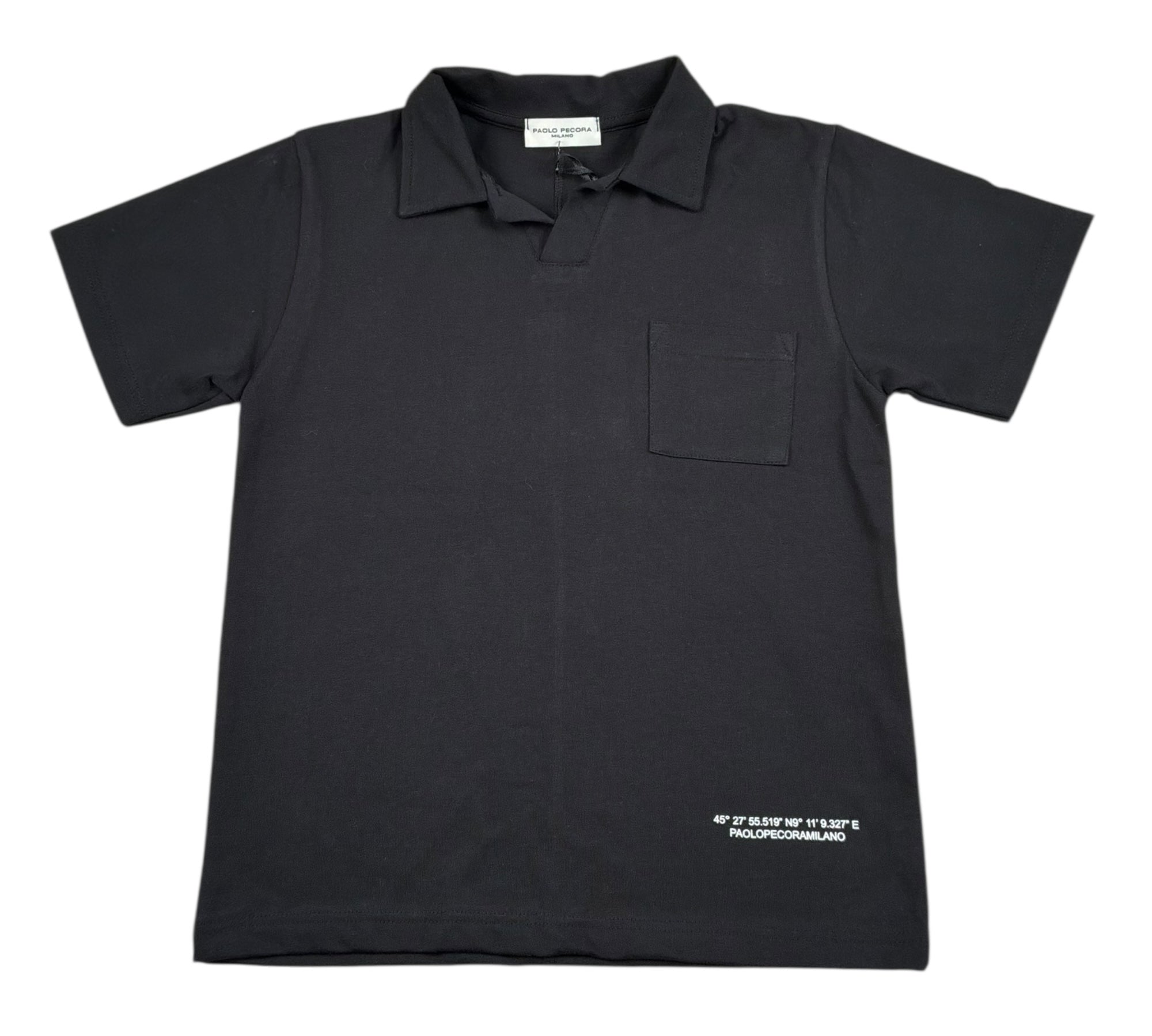 Paolo Pecora Polo Mezza Manica Tinta Unita con Taschino per Bambino PP4345 NERO PAOLO PECORA 