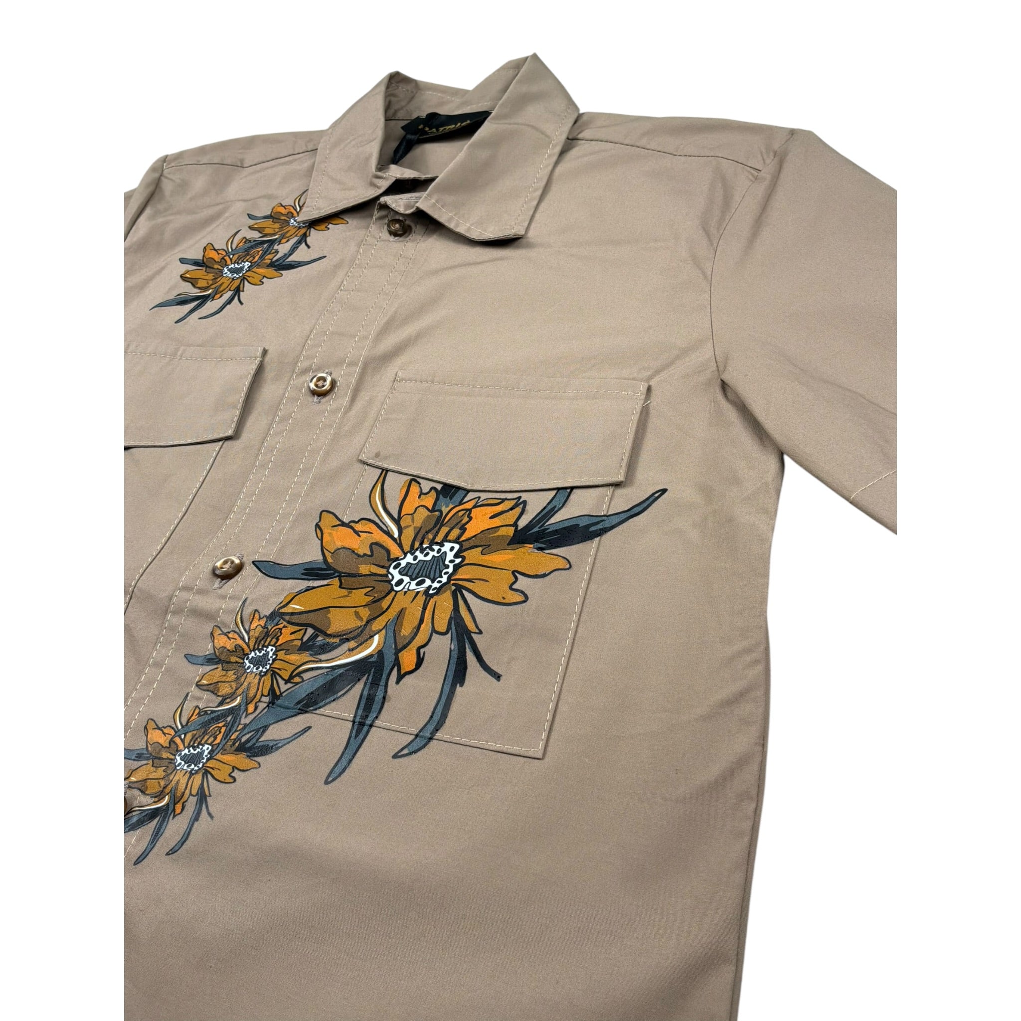 Patriot Camicia Mezza Manica Tinta Unita con Stampa per Bambino PCA0015 MARRONE PATRIOT 