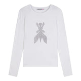 Patrizia Pepe Shirt Girocollo Tinta Unita con Brillantini per Bambina 7M0752 BIANCO PATRIZIA PEPE 