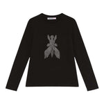 Patrizia Pepe Shirt Girocollo Tinta Unita con Brillantini per Bambina 7M0752 NERO PATRIZIA PEPE 