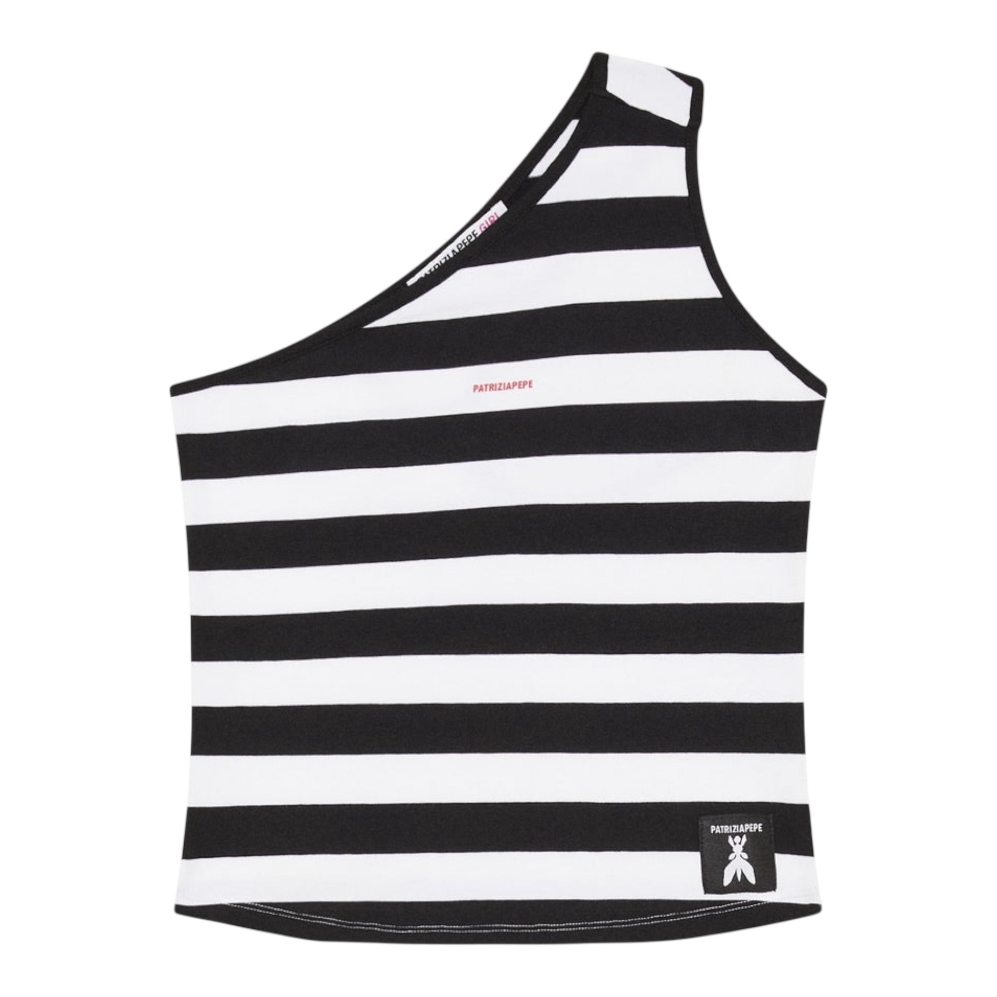 Patrizia Pepe Top Bicolore con Fantasia A Righe per Bambina 7M0875 BIANCO/NERO PATRIZIA PEPE 