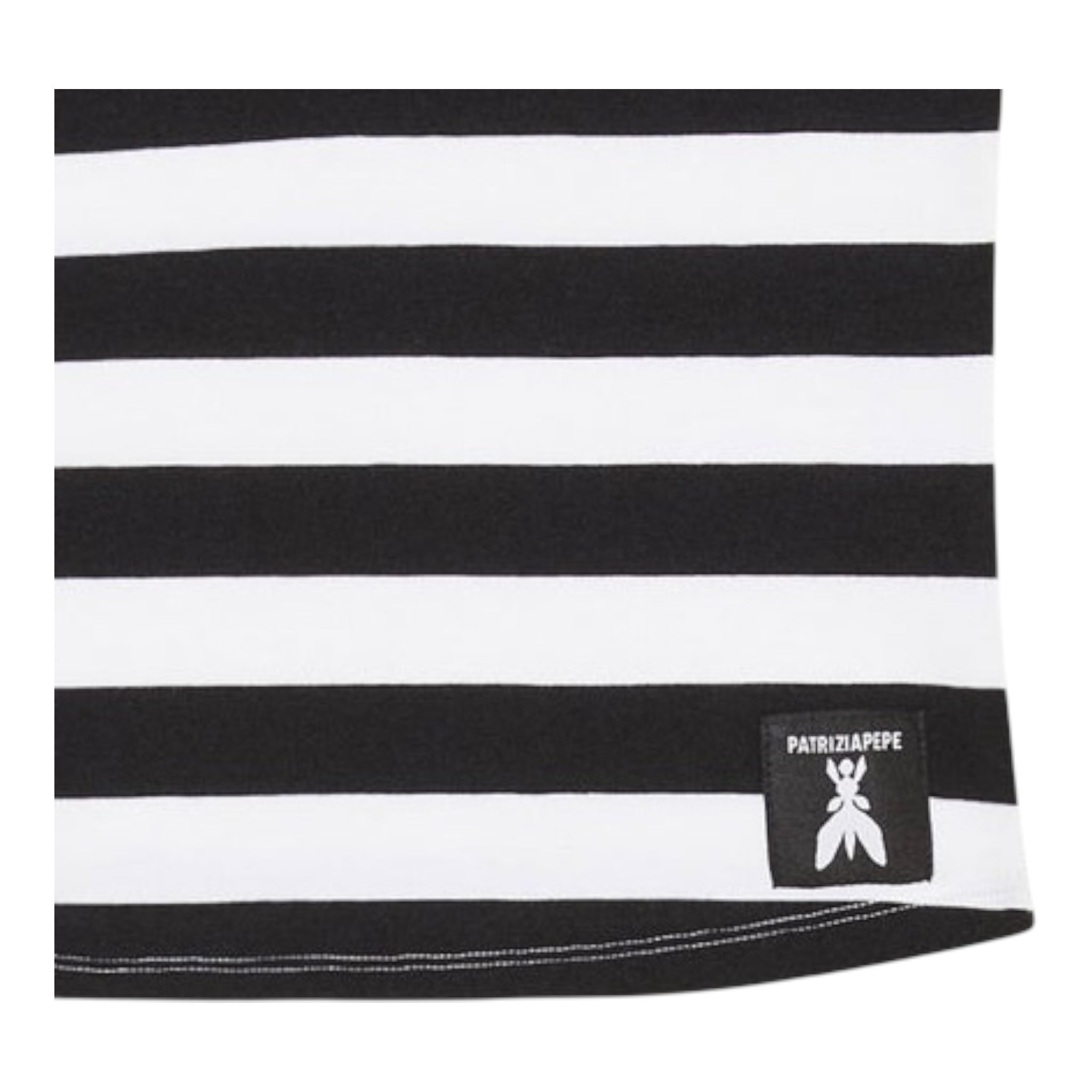 Patrizia Pepe Top Bicolore con Fantasia A Righe per Bambina 7M0875 BIANCO/NERO PATRIZIA PEPE 