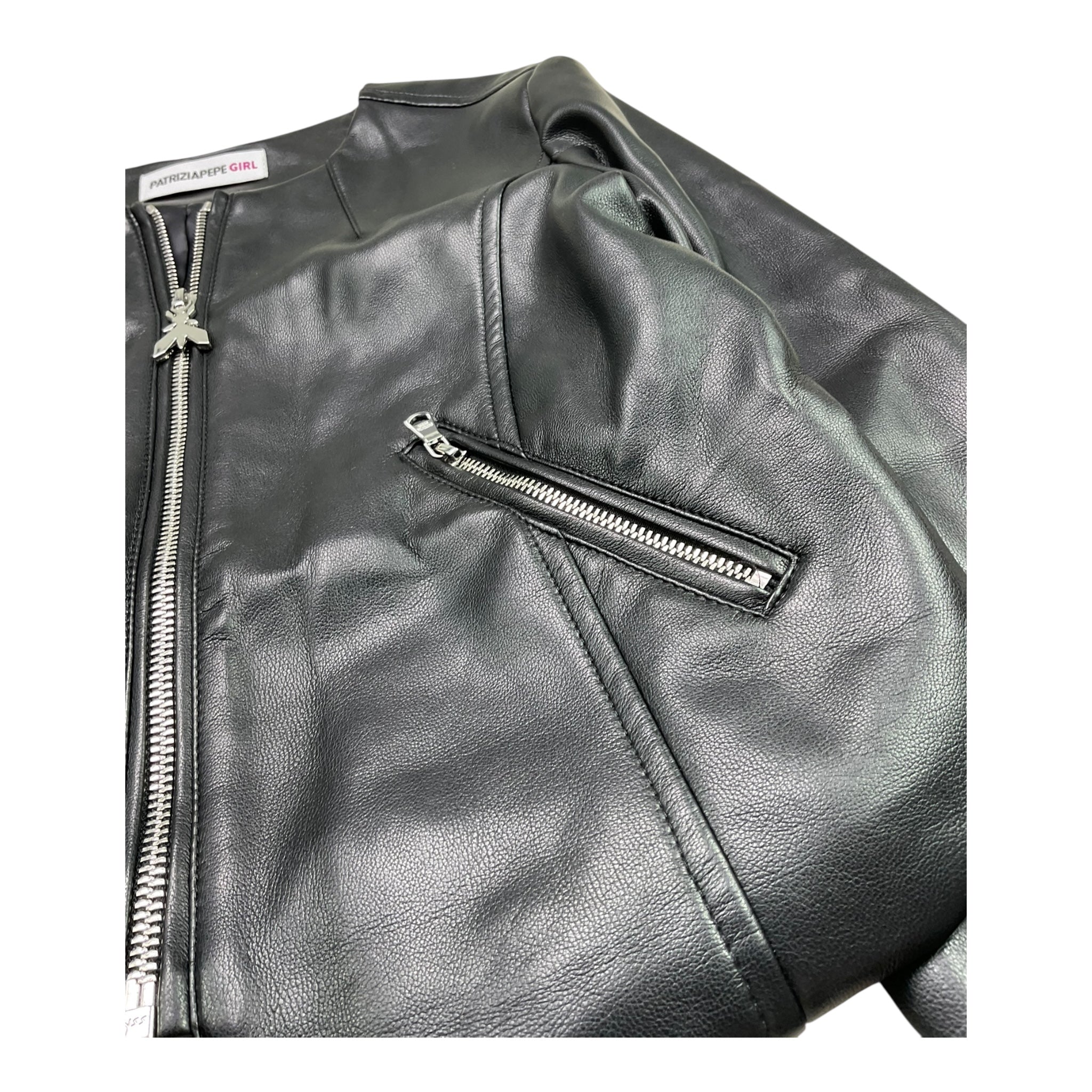 Patrizia Pepe Giubbino In Ecopelle Tinta Unita con Zip per Bambina 7O0014 NERO PATRIZIA PEPE 