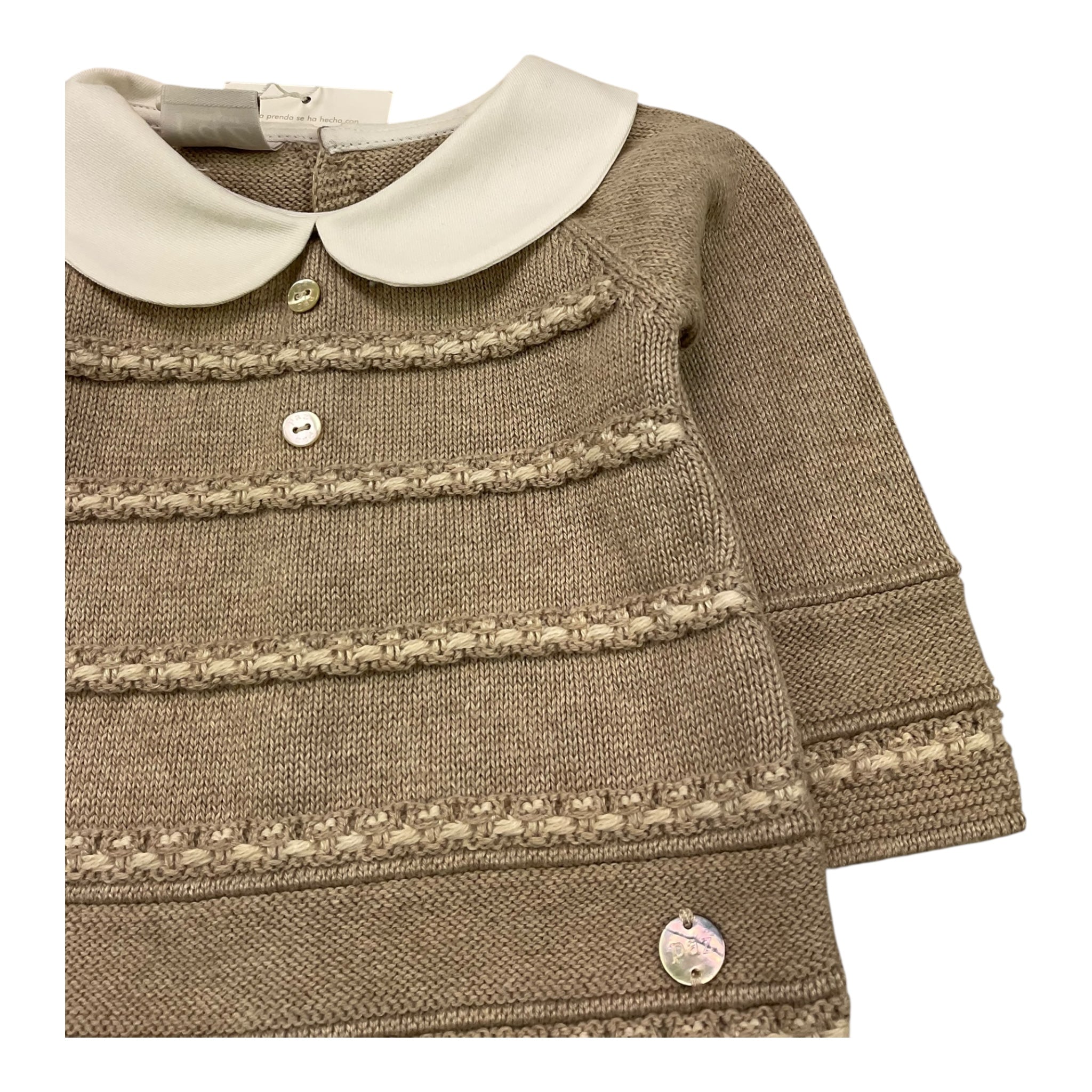 Paz Rodriguez Completo 2 Pezzi Maglia-Ghettina Tinta Unita con Colletto per Neonata 003121896 BEIGE PAZ RODRIGUEZ 