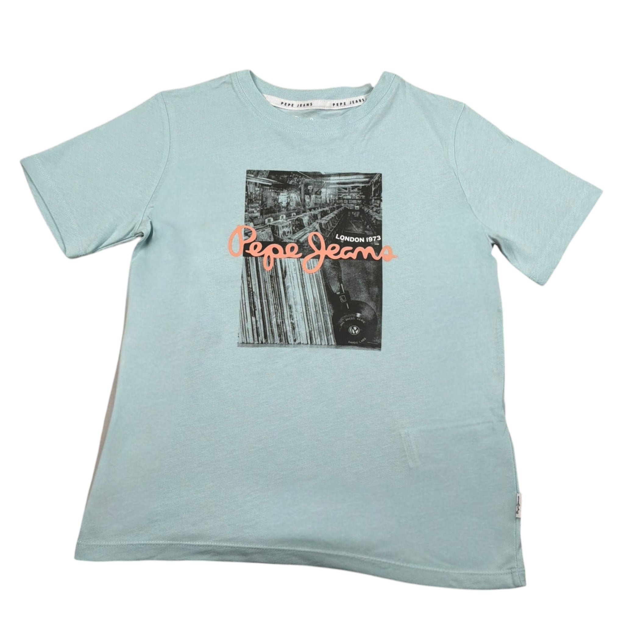 Pepe Feamo T-Shirt Girocollo Tinta Unita con Stampa per Bambino PB503980 AZZURRO PEPE JEANS 