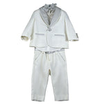 Petit Completo 5 Pezzi Giacca-Camicia-Bermuda-Papillon-Gilet  per Neonato S3515715L PANNA PETIT 